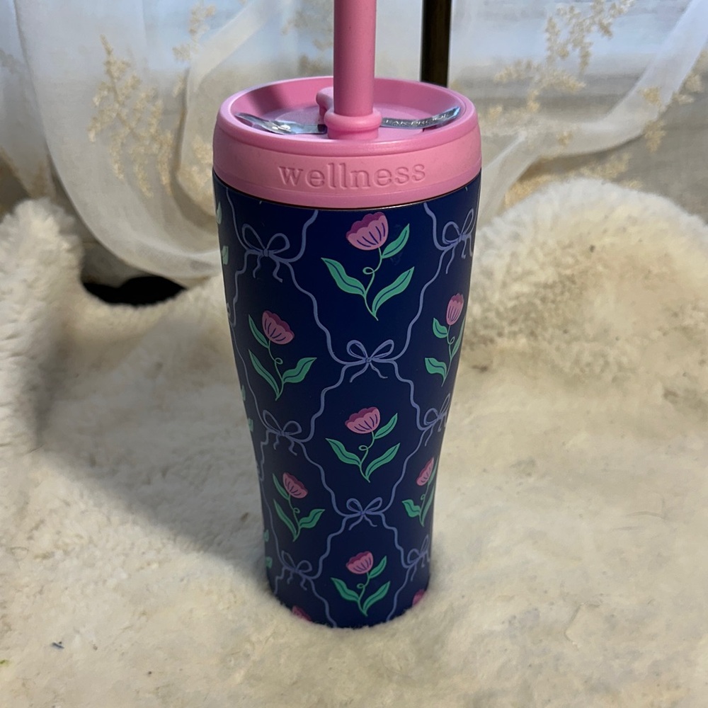 Wellness spring floral and bow 20 oz tumbler — leak proof